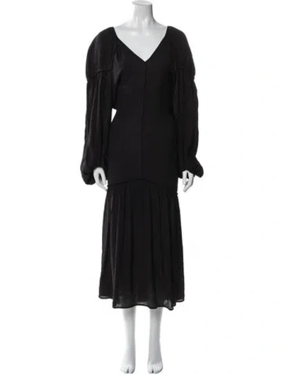 Pre-owned By Malene Birger V-neck Long Dress In Blue