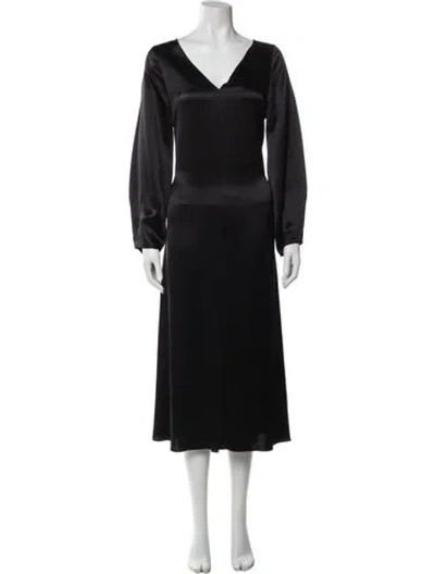 Pre-owned By Malene Birger V-neck Long Dress In Blue