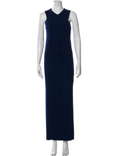Pre-owned By Malene Birger V-neck Long Dress In Blue
