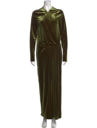 Pre-owned By Malene Birger V-neck Long Dress In Green