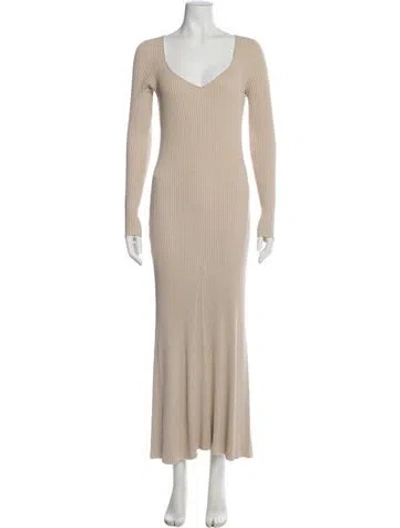 Pre-owned By Malene Birger V-neck Long Dress In Neutral