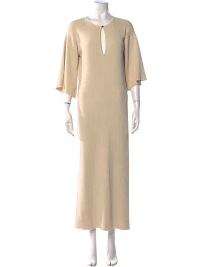 Pre-owned By Malene Birger V-neck Long Dress In Neutrals