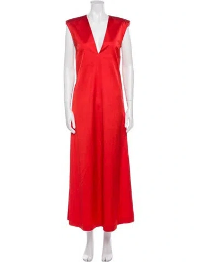 Pre-owned By Malene Birger V-neck Long Dress In Orange