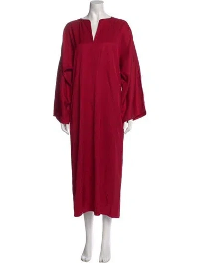 Pre-owned By Malene Birger V-neck Long Dress In Pink