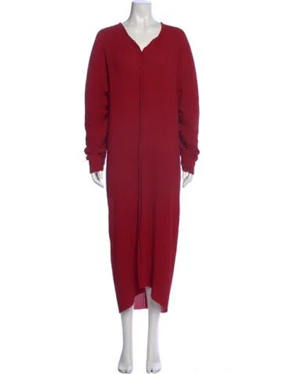 Pre-owned By Malene Birger V-neck Long Dress In Red