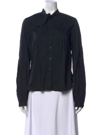 Pre-owned By Malene Birger V-neck Long Sleeve Blouse In Black