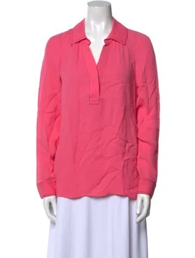 Pre-owned By Malene Birger V-neck Long Sleeve Blouse In Pink