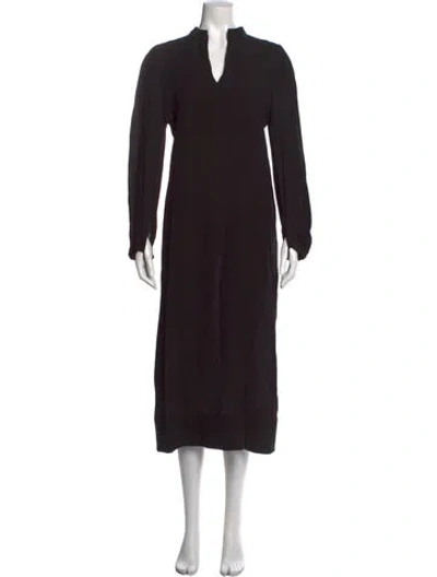 Pre-owned By Malene Birger V-neck Midi Length Dress In Black