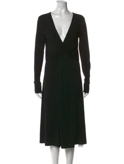 Pre-owned By Malene Birger V-neck Midi Length Dress In Black
