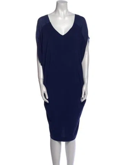 Pre-owned By Malene Birger V-neck Midi Length Dress In Blue