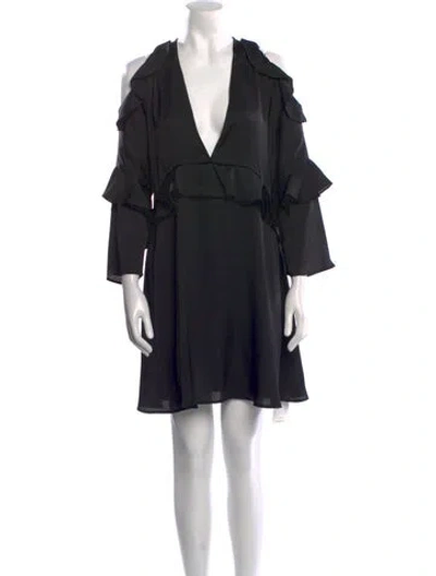 Pre-owned By Malene Birger V-neck Mini Dress In Black