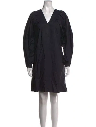 Pre-owned By Malene Birger V-neck Mini Dress In Black