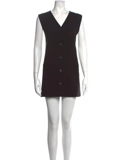 Pre-owned By Malene Birger V-neck Mini Dress In Black