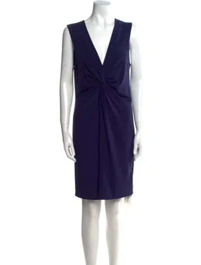 Pre-owned By Malene Birger V-neck Mini Dress In Blue