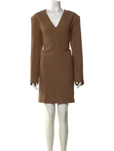Pre-owned By Malene Birger V-neck Mini Dress In Brown