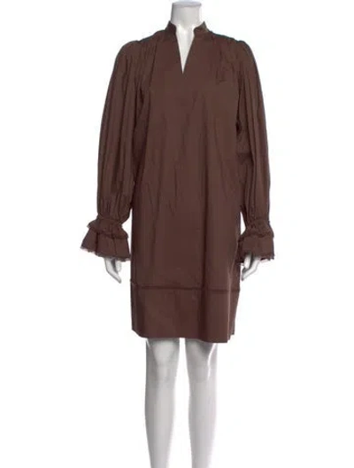 Pre-owned By Malene Birger V-neck Mini Dress In Brown