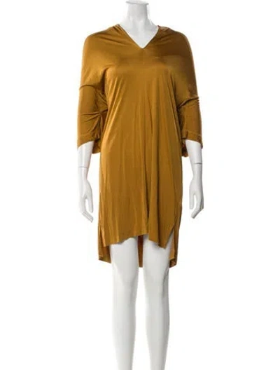Pre-owned By Malene Birger V-neck Mini Dress In Gold