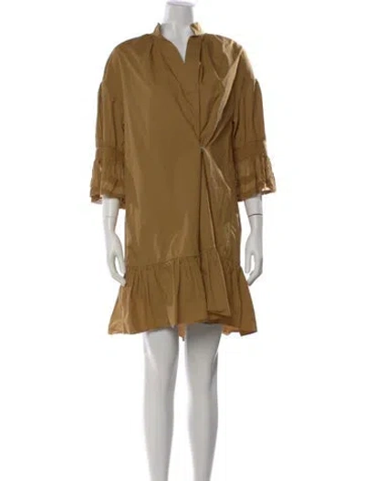 Pre-owned By Malene Birger V-neck Mini Dress In Gold