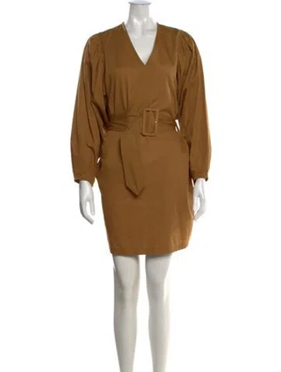 Pre-owned By Malene Birger V-neck Mini Dress In Neutrals