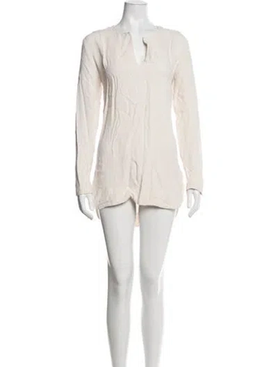 Pre-owned By Malene Birger V-neck Mini Dress In Neutrals