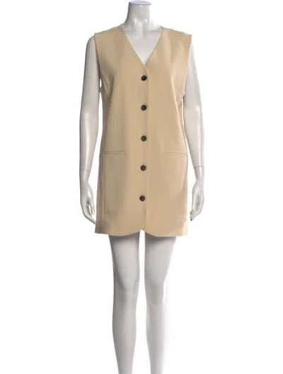 Pre-owned By Malene Birger V-neck Mini Dress W/ Tags In Neutrals