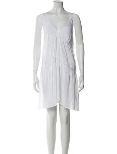 Pre-owned By Malene Birger V-neck Mini Dress In White