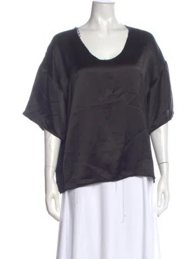 Pre-owned By Malene Birger V-neck Short Sleeve Top In Gray