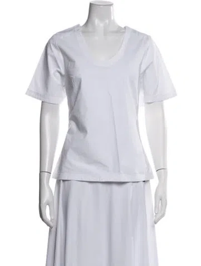 Pre-owned By Malene Birger V-neck Short Sleeve T-shirt In White