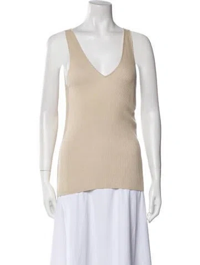 Pre-owned By Malene Birger V-neck Sleeveless Top In Neutral
