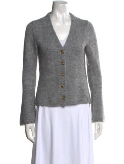 Pre-owned By Malene Birger V-neck Sweater In Gray