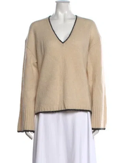 Pre-owned By Malene Birger V-neck Sweater In Neutrals
