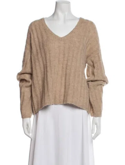 Pre-owned By Malene Birger V-neck Sweater In Neutrals