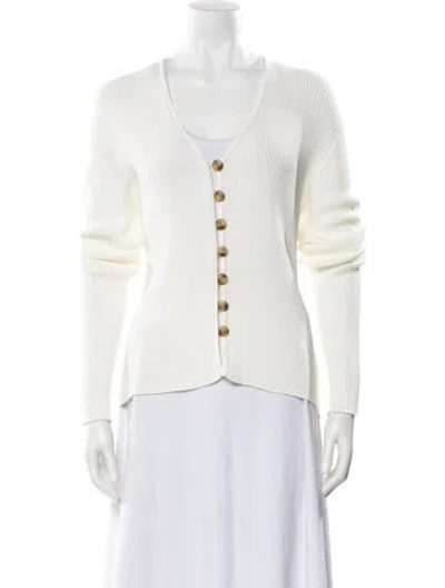 Pre-owned By Malene Birger V-neck Sweater In White