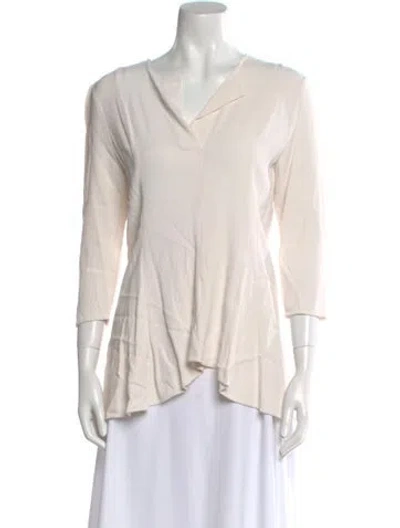 Pre-owned By Malene Birger V-neck Three-quarter Sleeve Top In Neutral