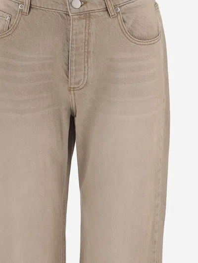 By Malene Birger Washed Cotton Denim Jeans In Neutral