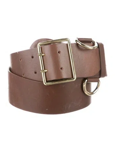Pre-owned By Malene Birger Wide Leather Belt In Brown