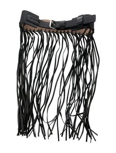 Pre-owned By Malene Birger Wide Leather Waist Belt W/ Tags In Black