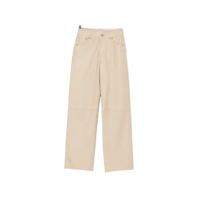 By Malene Birger Wide-leg Leather Trousers In Neutral