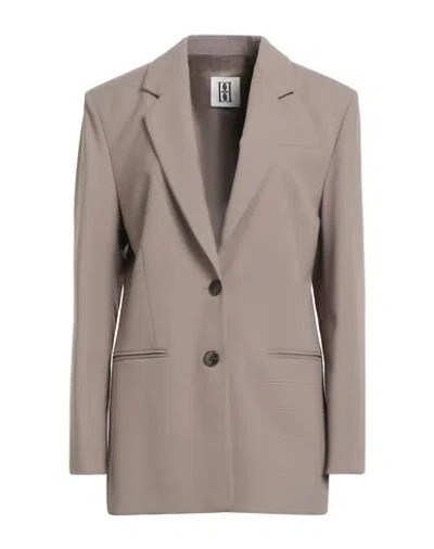 BY MALENE BIRGER BY MALENE BIRGER WOMAN BLAZER TAUPE SIZE 14 RECYCLED POLYESTER, ECOVERO VISCOSE, ELASTANE