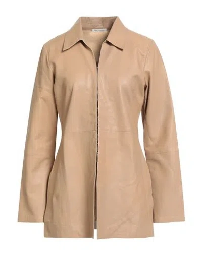 By Malene Birger Woman Jacket Beige Size 12 Lambskin In Sand
