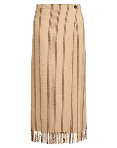 By Malene Birger Woman Midi Skirt Camel Size 10 Wool, Polyamide In Neutral