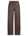 By Malene Birger Woman Pants Dark Brown Size 10 Lambskin In Brown