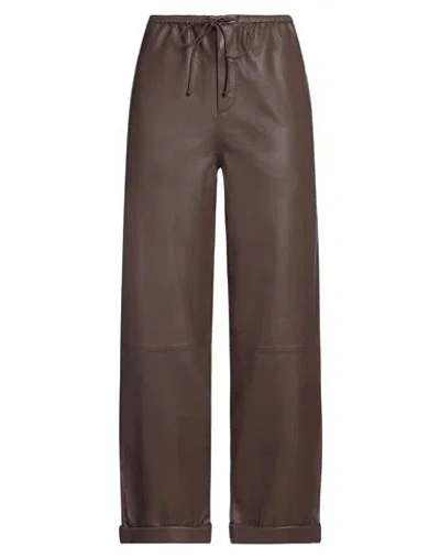 By Malene Birger Woman Pants Dark Brown Size 10 Lambskin