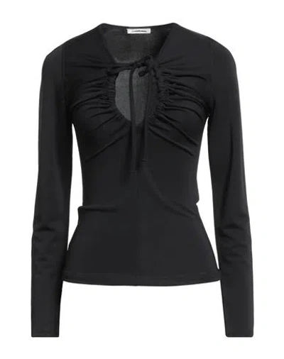 By Malene Birger Woman T-shirt Black Size L Viscose, Recycled Polyester, Elastane