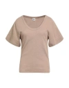 By Malene Birger Woman T-shirt Camel Size M Organic Cotton, Elastane In Multi