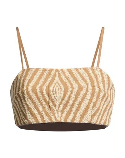 By Malene Birger Woman Top Camel Size 8 Wool, Polyamide In Brown
