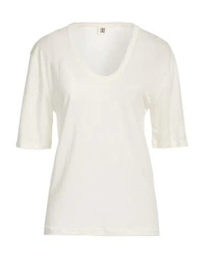 By Malene Birger Woman T-shirt Ivory Size L Tencel Lyocell, Linen In White