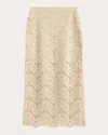 By Malene Birger Cantala Straight Side-slit Crochet Midi Skirt In Oyster Grey