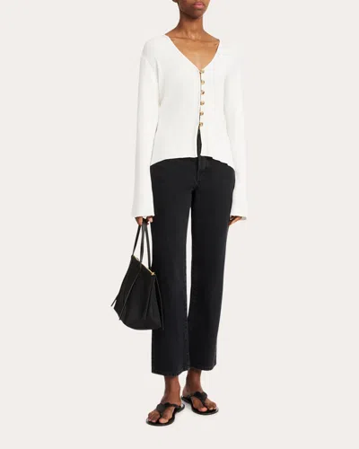 By Malene Birger Women's Cirella Ribbed Cotton-blend Cardigan In White
