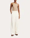 By Malene Birger Cymbaria Pleated Wide-leg Seersucker Pants In White